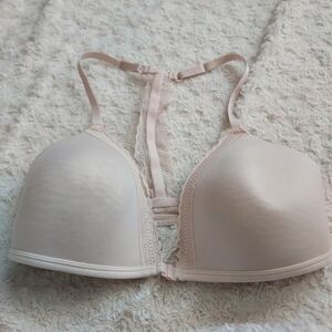 Xhilaration Front Closure Lounge Wire free cream racerback bra 38D